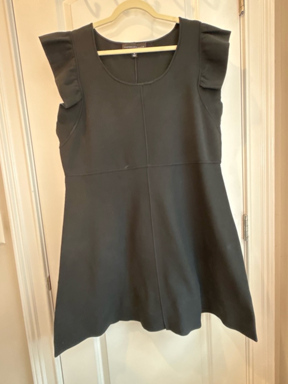 Victoria Beckham Black Ruffle Sleeve A-Line Tunic